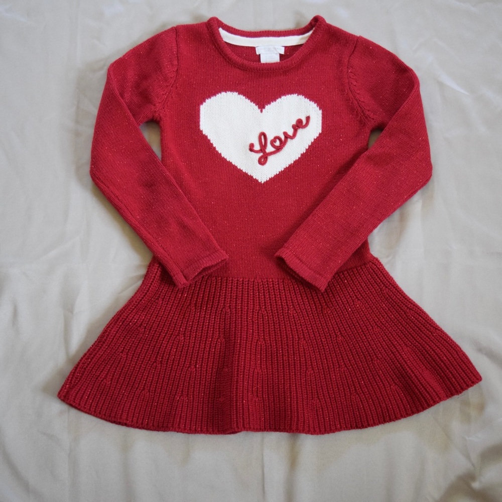 Christian Siriano Girls Knit Red White Sweater Dress Size 6-7